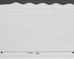 Closed White Roller Security Shutter. coil rolling-security-shutter