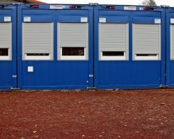 Container with Grey Rolling Security Shutter Rolling Coil Security Shutters